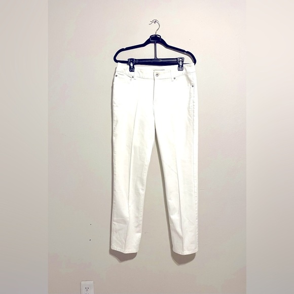 CHICO'S Platinum White Jeans Pants Cotton Stretch Size 1.5 (12) Reg Straight - Picture 1 of 6